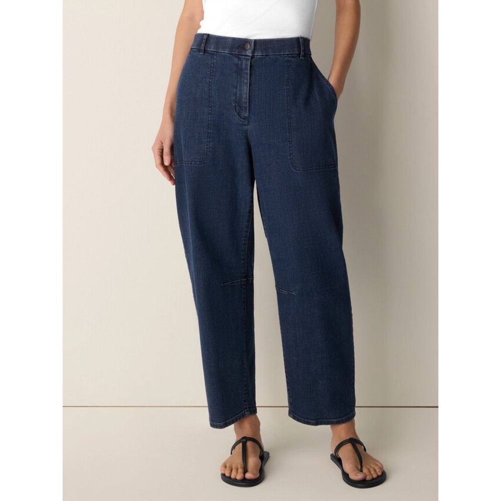 Eileen Fisher Ankle Arch Pant Indigo Organic Cotton Denim Jeans F6BDE-P4973M S